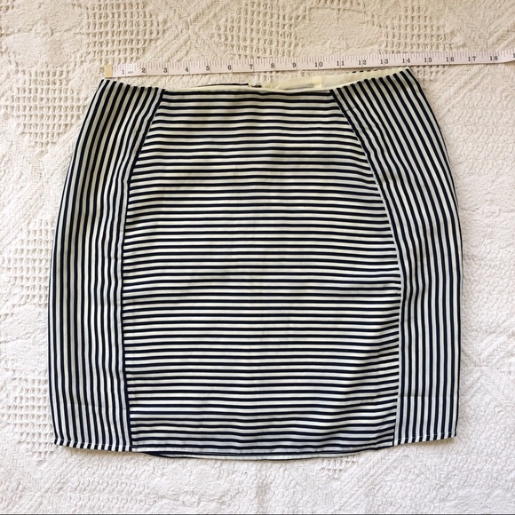 Tobi Navy Blue and White Striped Mini Skirt